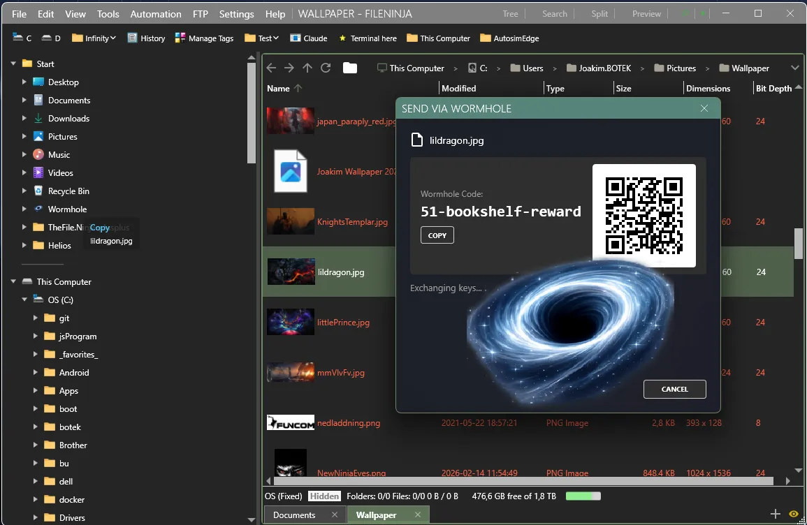 Magic Wormhole secure file transfer